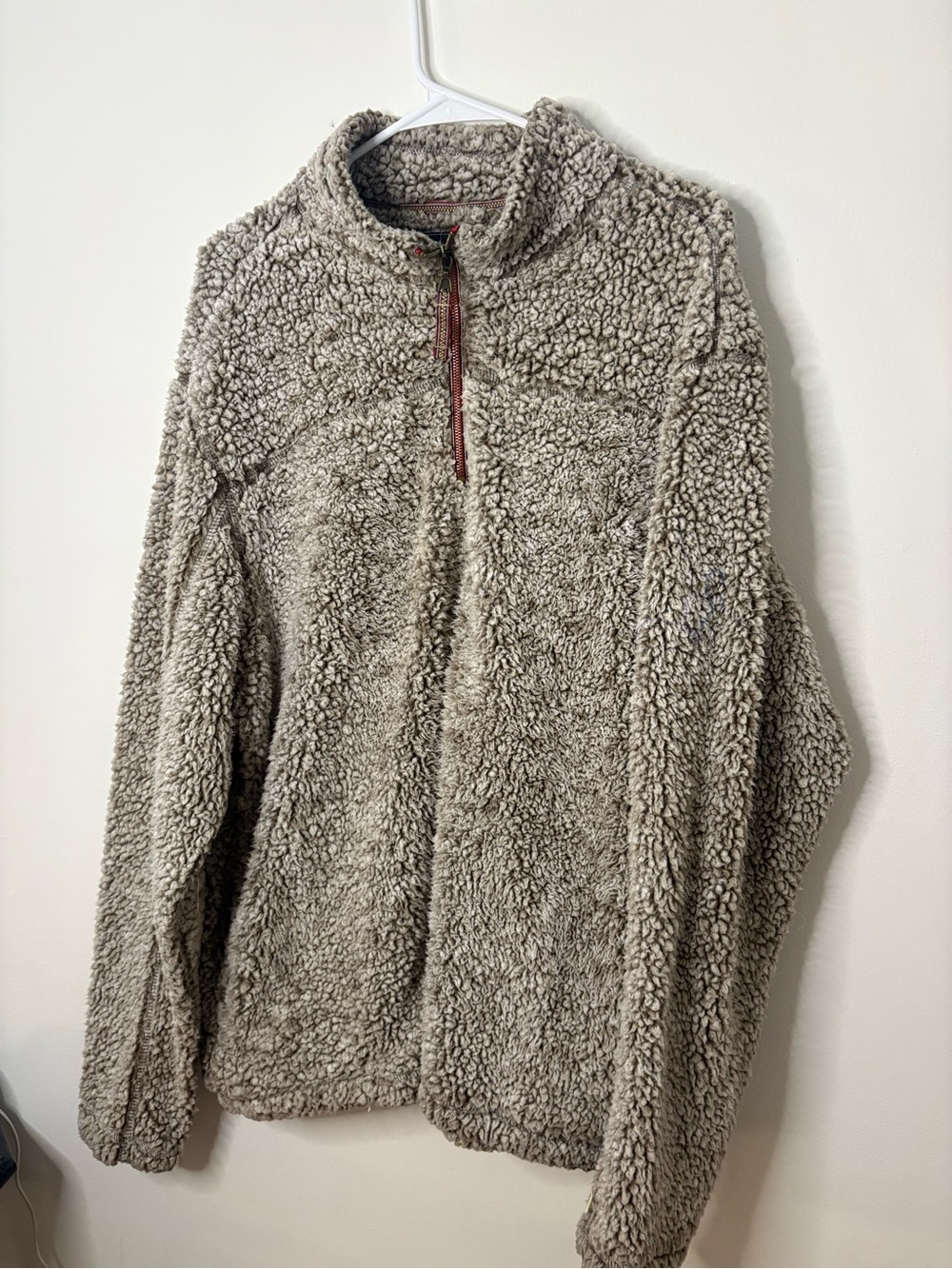 Alpine Sherpa Jacket in Taupe with Multicolor Trim